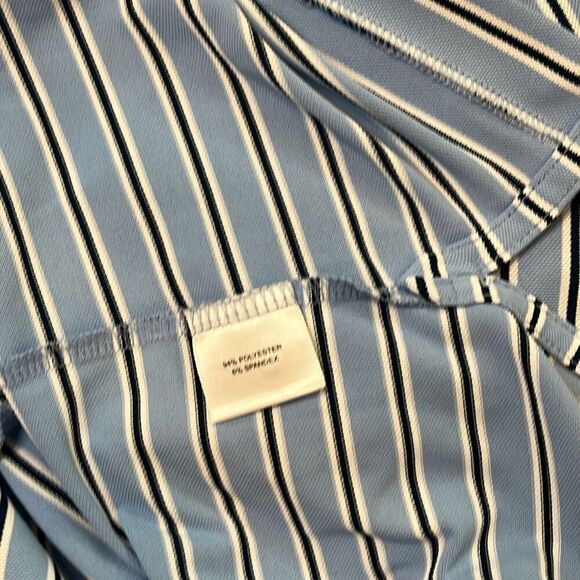 Peter Millar Blue Mesh Striped Summer Comfort Polo Golf Shirt Medium - Picture 4 of 4
